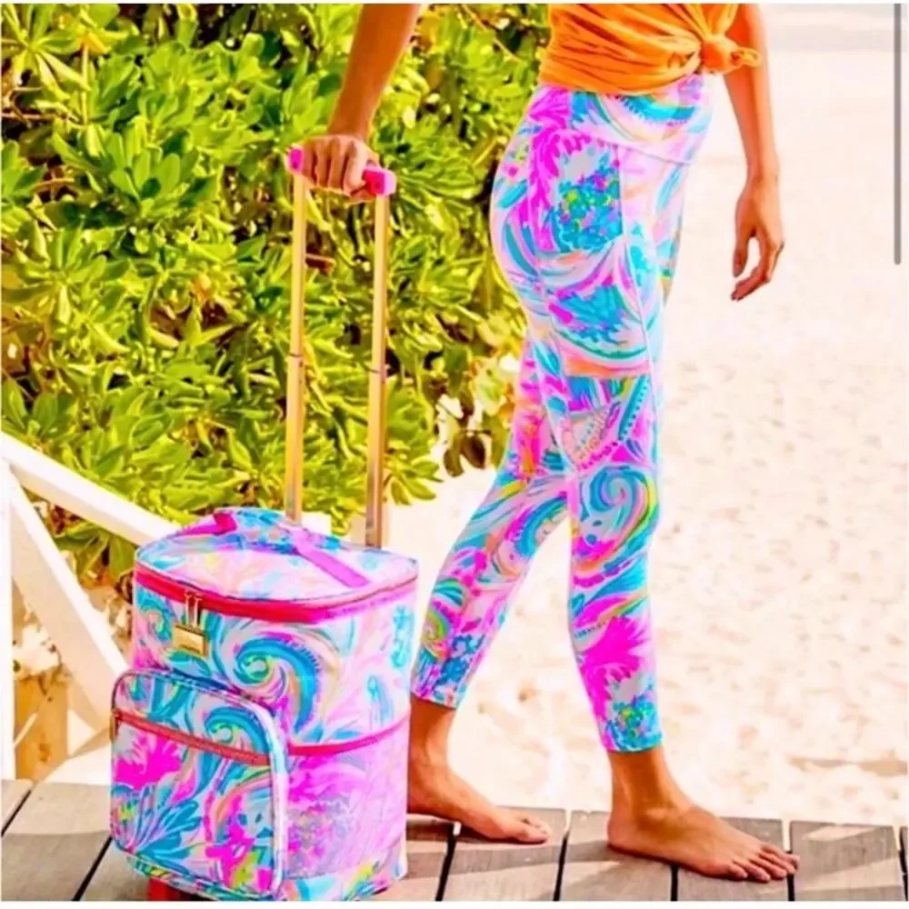 Lilly Pulitzer Suitcase Insulated Rolling Cooler Bag Pink Carnivale Coral Rare